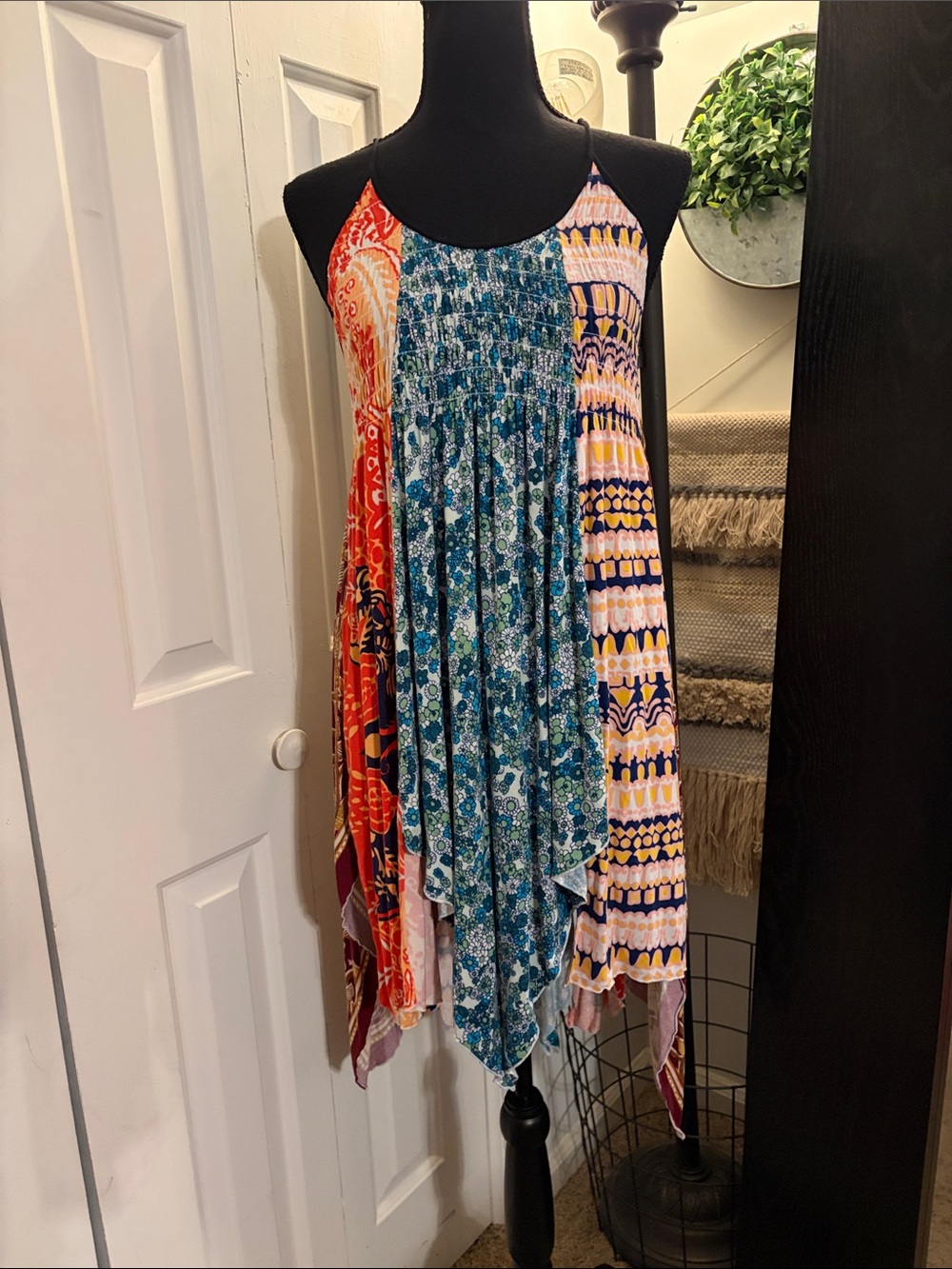 Free People Can’t Tie Me Down Mixed Print Asymmetrical Handkerchief Hem
